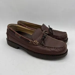 LL Bean Allagash Moc Mens 9.5 Bison Leather 273080 Brown Hand Sewn Shoes one Eye