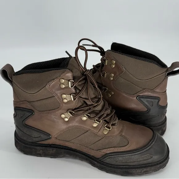 LL Bean Brown Lace Up Hiking Trail Boots Shoes Men's Size 12 Wide Leather