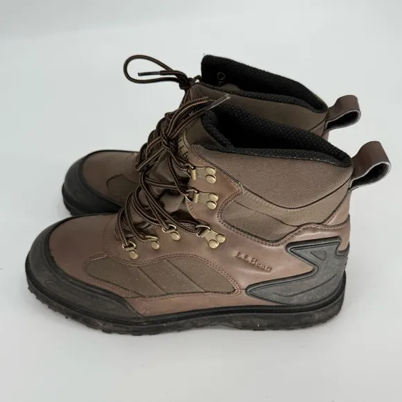 LL Bean Brown Lace Up Hiking Trail Boots Shoes Men's Size 12 Wide Leather