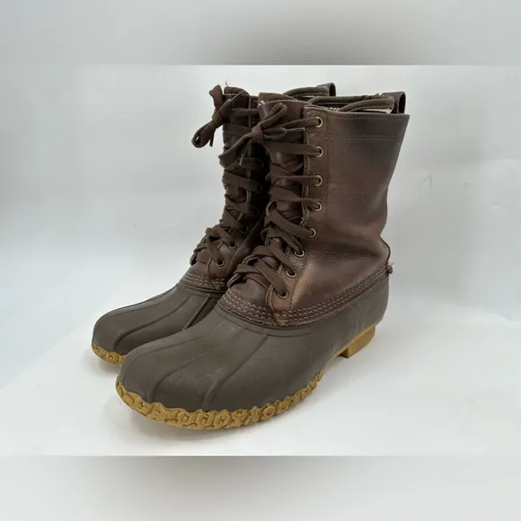 LL Bean Maine Hunting Shoe 8&quot; Duck Boot Gore Tex Sock Liner Men's 10 F M Brown
