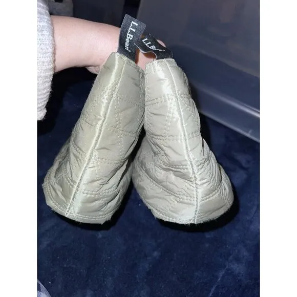 LL BEAN Quilted Bootie Slippers Pull On Mens Sz XL/ 12-13