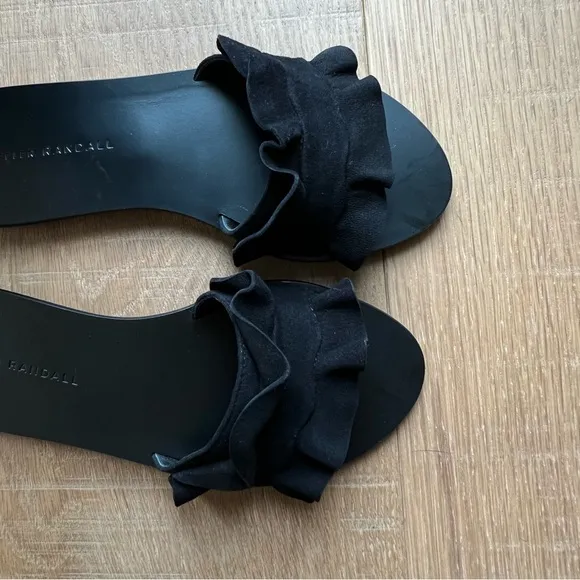 Loeffler Randall NEW NWOT Black Birdie Ruffle Slide Sandals