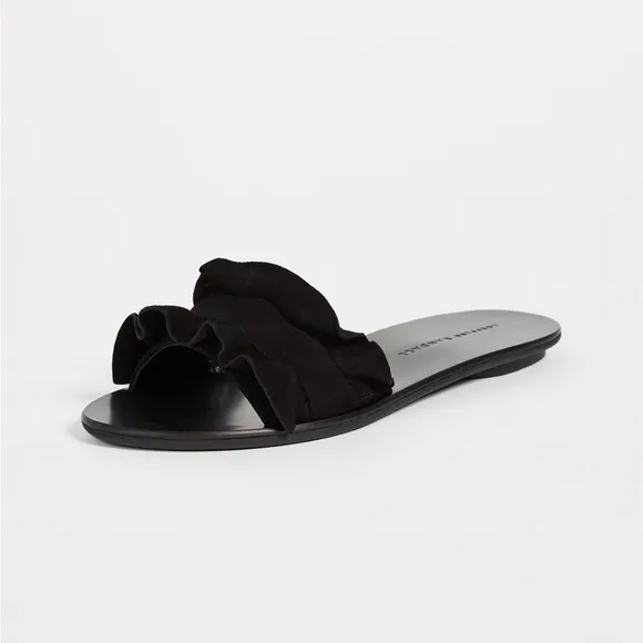 Loeffler Randall NEW NWOT Black Birdie Ruffle Slide Sandals