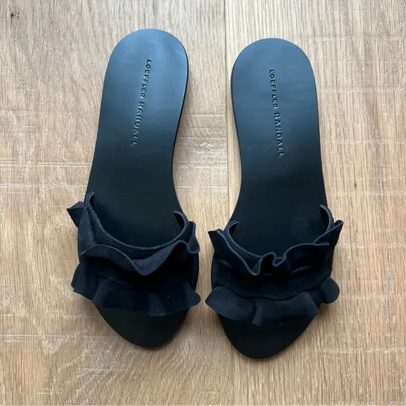 Loeffler Randall NEW NWOT Black Birdie Ruffle Slide Sandals