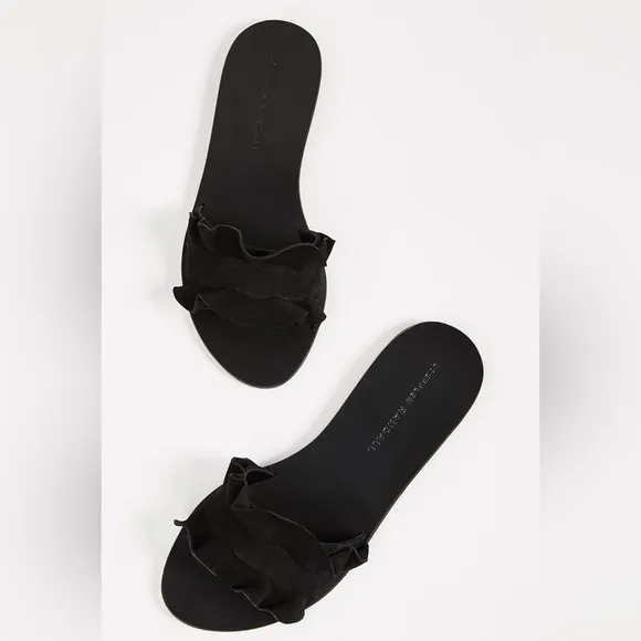 Loeffler Randall NEW NWOT Black Birdie Ruffle Slide Sandals