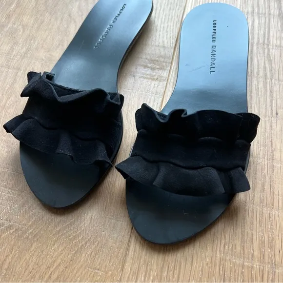 Loeffler Randall NEW NWOT Black Birdie Ruffle Slide Sandals