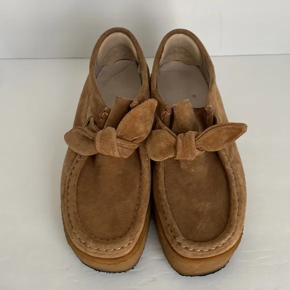 Loeffler Randall Women’s Tabitha Suede Knot Chukka Platform Shoes Tan 9.5