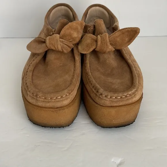 Loeffler Randall Women’s Tabitha Suede Knot Chukka Platform Shoes Tan 9.5