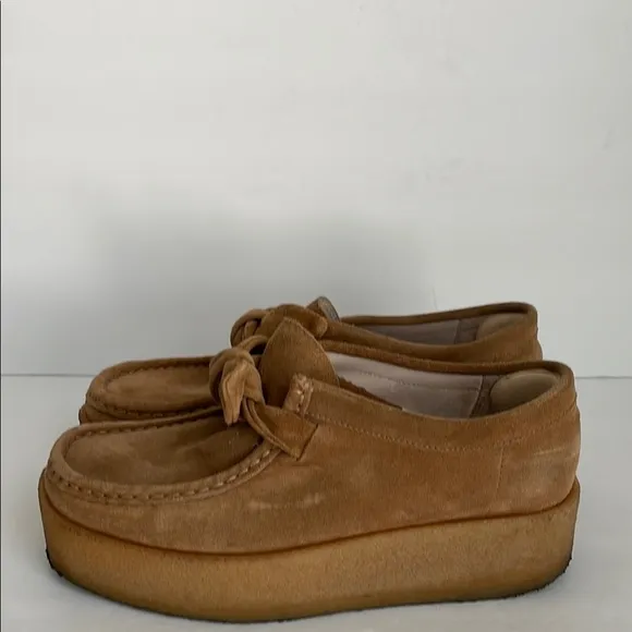Loeffler Randall Women’s Tabitha Suede Knot Chukka Platform Shoes Tan 9.5