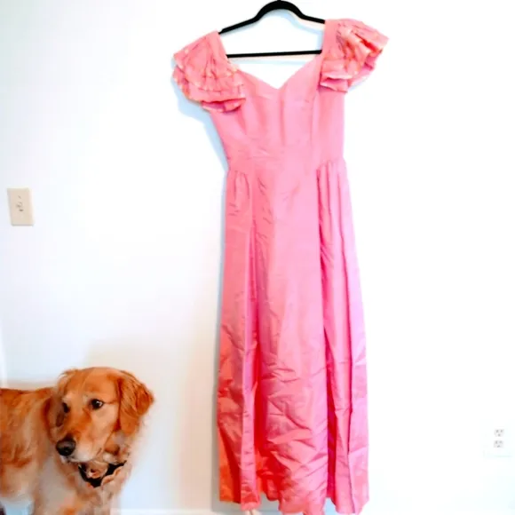 Long vintage 70's maxi pigeon dress big sleeves
