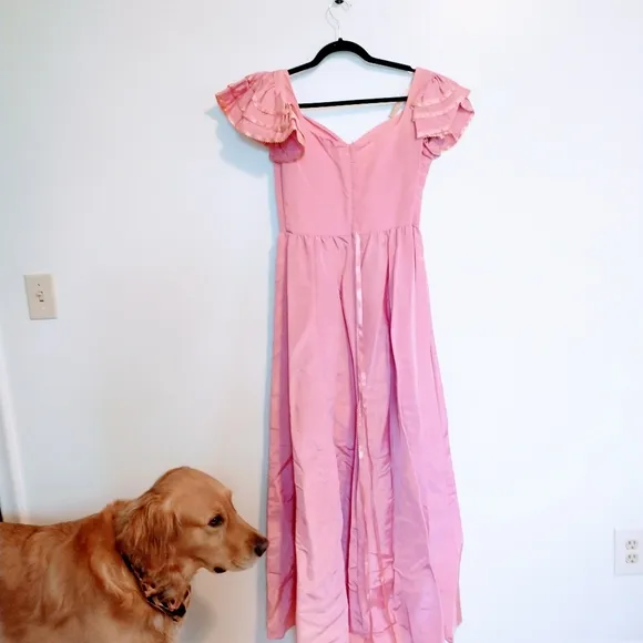 Long vintage 70's maxi pigeon dress big sleeves