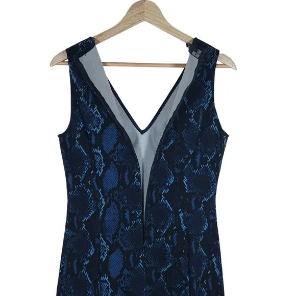 Love Moschino Womens 6 Blue Bodycon Dress Snake Print Sleeveless Modern Edgycore