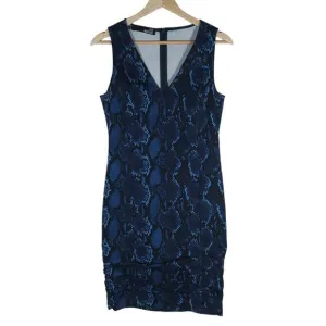 Love Moschino Womens 6 Blue Bodycon Dress Snake Print Sleeveless Modern Edgycore