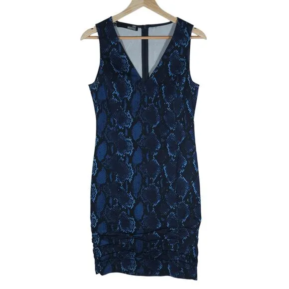 Love Moschino Womens 6 Blue Bodycon Dress Snake Print Sleeveless Modern Edgycore