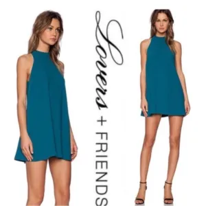 Lovers   Friends Teal Halter Dress size L