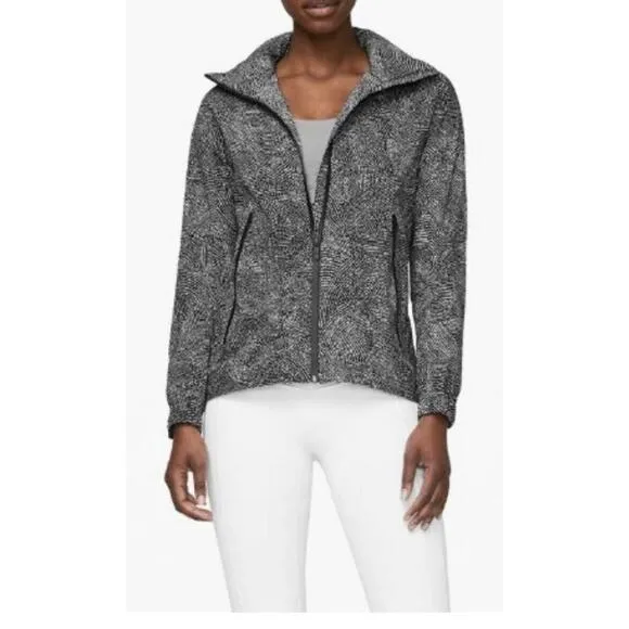 Lululemon Here To Move Jacket, Luminesce Splatter, White &amp; Black, Size 2, EUC