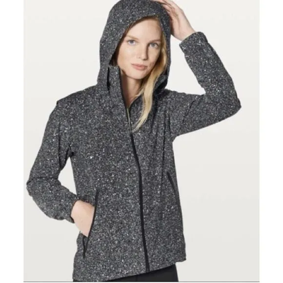 Lululemon Here To Move Jacket, Luminesce Splatter, White &amp; Black, Size 2, EUC