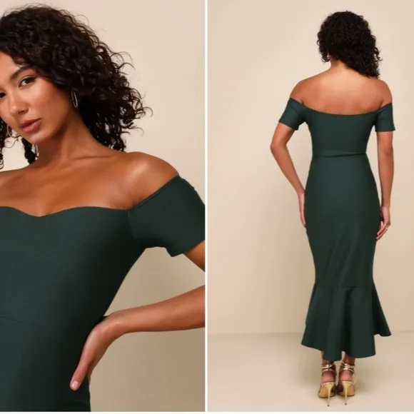 LULU's Bridal Chic Modern Sexy Minimalist Mermaid Trumpet Maxi Dress NWOT