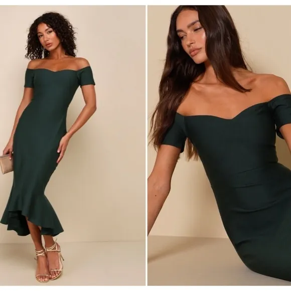 LULU's Bridal Chic Modern Sexy Minimalist Mermaid Trumpet Maxi Dress NWOT