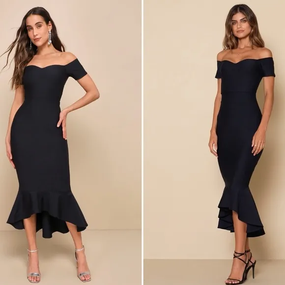 LULU's Bridal Chic Modern Sexy Minimalist Mermaid Trumpet Midi Dress