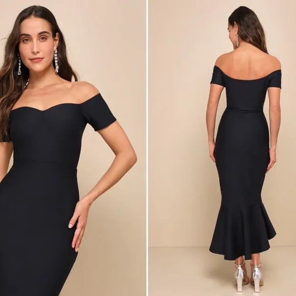 LULU's Bridal Chic Modern Sexy Minimalist Mermaid Trumpet Midi Dress