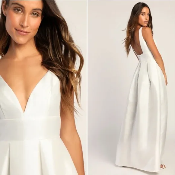 LULU's Bridal Wedding Chic Modern Sexy Minimalist Ballgown • Small NWT
