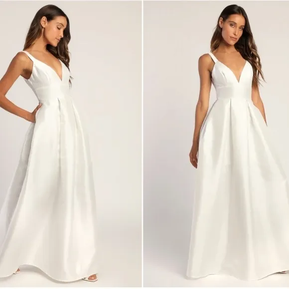 LULU's Bridal Wedding Chic Modern Sexy Minimalist Ballgown • Small NWT