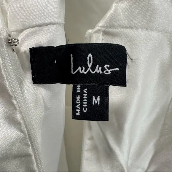 Lulus Modern Adoration NWOT size Medium White Satin Drop Waist Lace-Up Dress