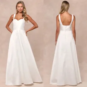 Lulus Modern Affection White Taffeta Pleated Sleeveless Maxi Dress Wedding