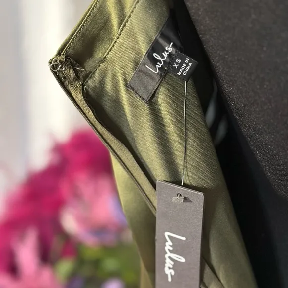Lulus Modern Poise Olive Green Satin Pleated SleevelessMaxi Dress