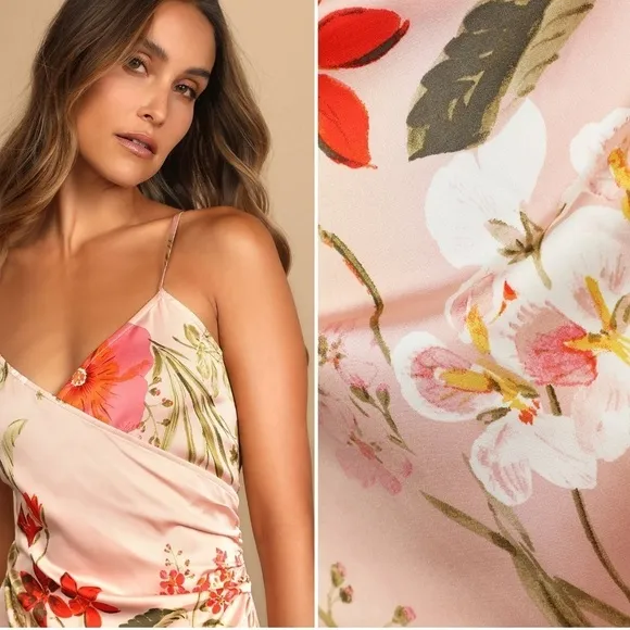 LULUS Modern Sexy Chic Satin Romantic Floral Slip Dress NWOT