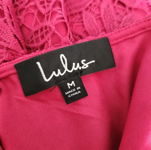 Lulus Right Sheer Right Now Pink Lace Bodycon Dress Cap Sleeve Midi Size M