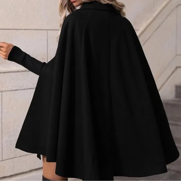 Luxe classic button up cape coat
