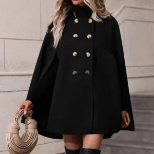 Luxe classic button up cape coat