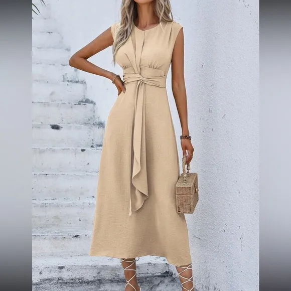 Luxe classic tie front A-lime dress