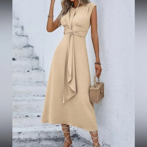 Luxe classic tie front A-lime dress