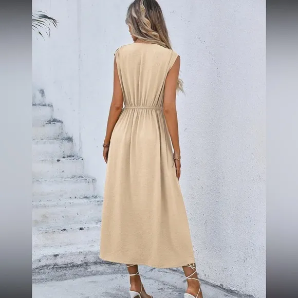 Luxe classic tie front A-lime dress