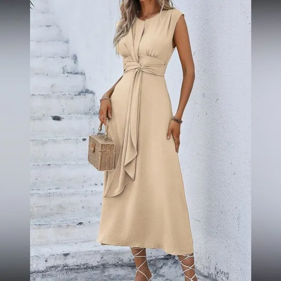 Luxe classic tie front A-lime dress