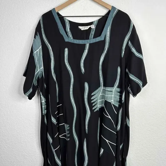 Lyng Dress‎ Women’s Size 3 Plus Size Wearable Art Kaftan Midi Swing Modern Boho