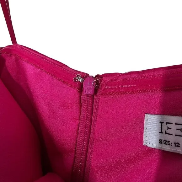 Mac Duggal Ieena Strapless Ruche Satin Classic Gown Hi-Slit Pink Women 12 NWT