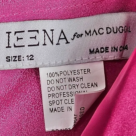 Mac Duggal Ieena Strapless Ruche Satin Classic Gown Hi-Slit Pink Women 12 NWT