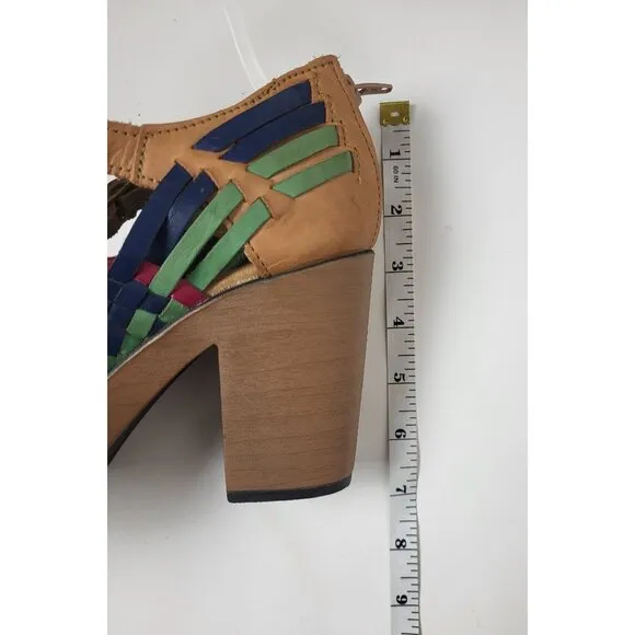 Macarena Mexican Leather Boho Platform Block Heel Sandals Size 9.5