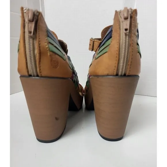 Macarena Mexican Leather Boho Platform Block Heel Sandals Size 9.5
