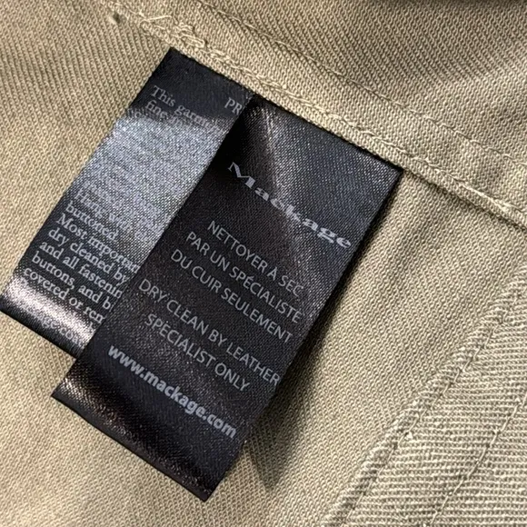 Mackage Andra color block leather sleeve army military jacket green sz M