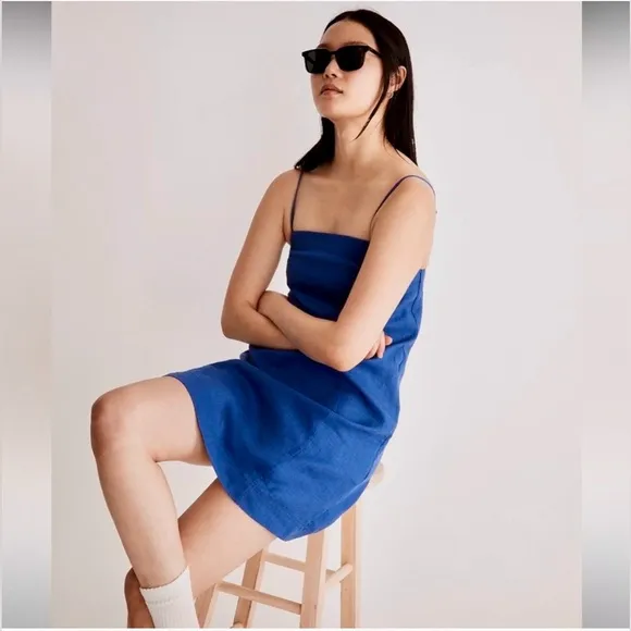 Madewell Linen Spaghetti Strap Mini Dress