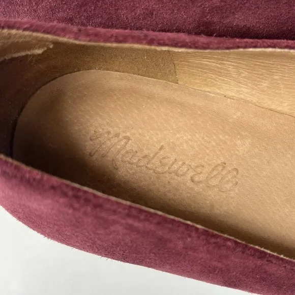 Madewell Maroon Suede Round Toe Ella Pump Size 8.5 Block Heels Low Heel