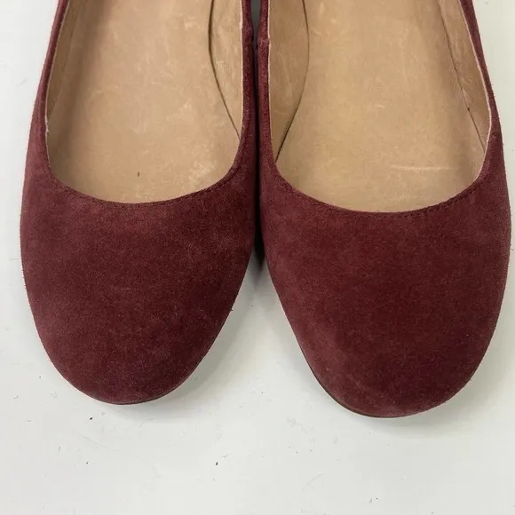 Madewell Maroon Suede Round Toe Ella Pump Size 8.5 Block Heels Low Heel