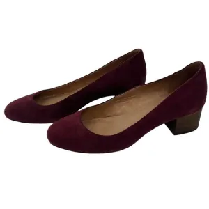 Madewell Maroon Suede Round Toe Ella Pump Size 8.5 Block Heels Low Heel