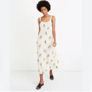 Madewell Silk Wide-Strap Midi Dress in Classic Corsage - Size 2