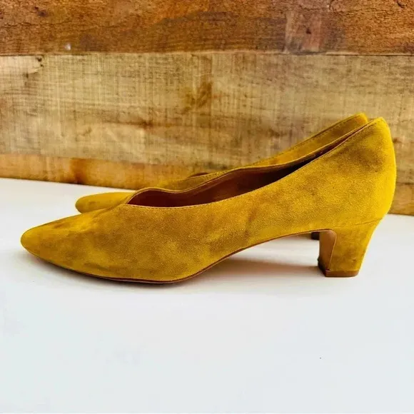 Madewell Suede The Etta Pump in Ochre Chartreuse